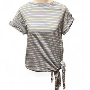 Chaps Striped light Blue and White side-tie Women's Top, size small